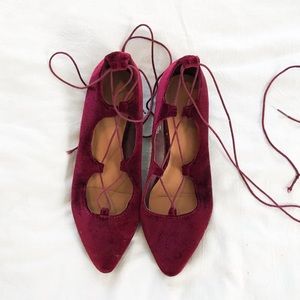 Burgundy Tie Up Flats 🌿 Like New